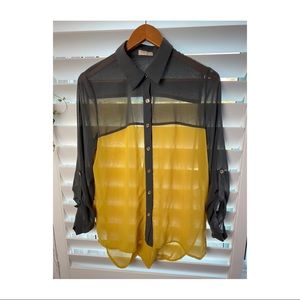 BLVD backless button down shirt